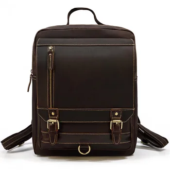 

Men Vintage Crazy Horse Leather Shoulder Bag Handmade Genuine Leather Backpack Fashion Travel First Layer Leather Male Female