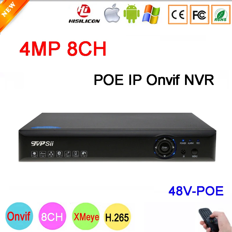 Dahua Панель Hi3536D Xmeye 8CH * 4MP/4CH * 5MP 8CH 8-канальный H.265 + 48 V POE Onvif CCTV NVR Бесплатная доставка