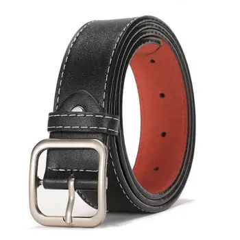

hot-selling simple style solid color leather belt ladies high quality zinc alloy pin buckle leisure thin belt youth student belt