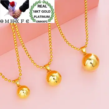 

OMHXFC Wholesale European Fashion Woman Girl Party Birthday Wedding Gift Blank Ball Bead 18KT Real Gold Charm Pendant PN63