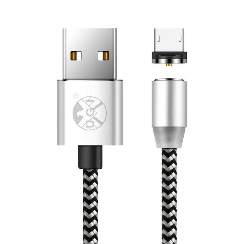 УГИ®3/6 футов Круглый Магнитный Micro usb type-C IOS быстрое зарядное устройство зарядный кабель для iPhone 8 7 6 6S Plus Android - Цвет: Silver Micro Cable