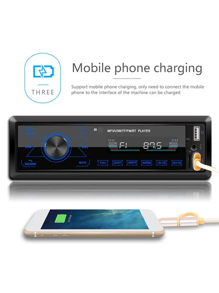 Автомобильный мультимедийный плеер Bluetooth стерео Авто Радио сенсорный экран MP3 музыкальный плеер с цветным светильник для автомобиля входной приемник