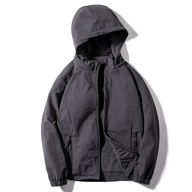 Весенняя Осенняя классическая мужская куртка-бомбер, однотонная 6XL 7XL 8XL, большой размер, повседневная нейлоновая куртка из спандекса - Цвет: 98777 Asian Size DG