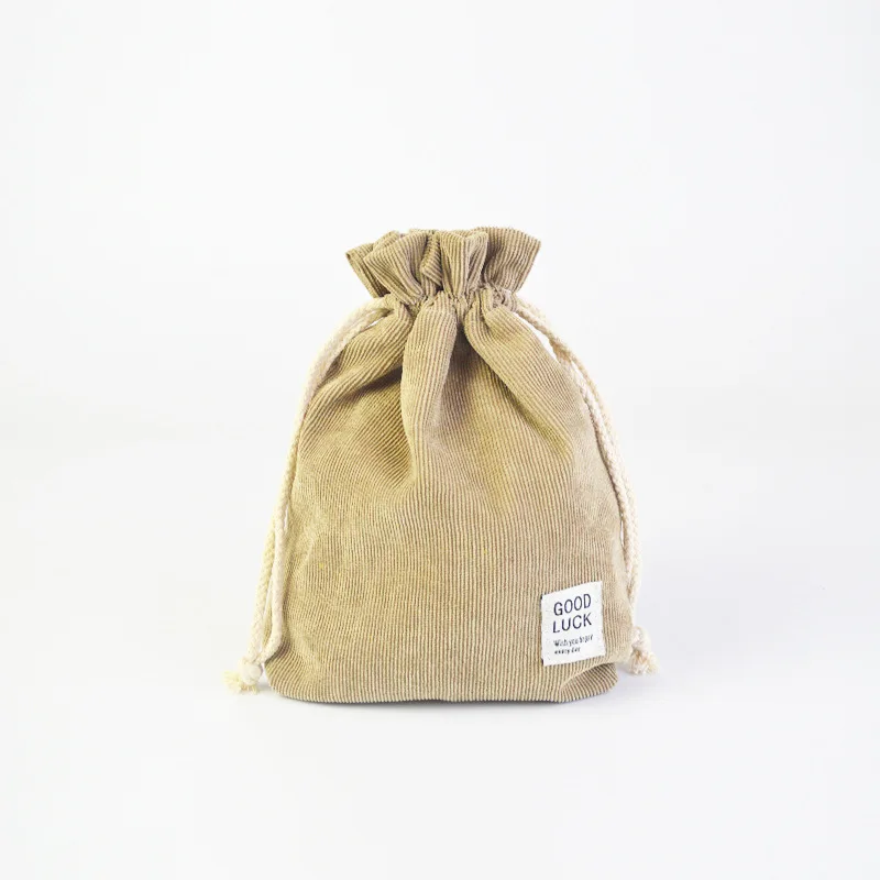 Small khaki Storage and Finishing Bag Large Capacity Double Thickening Drawstring Cotton Cloth Beam Mouth Pocket Organizer Hanging Bag - Цвет: Small khaki