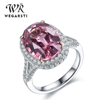 

WEGARSTI 4 Color Simulated Emerald Ring 925 Sterling Silver Rings For Women Engagement Ring Resizable Silver Gemstones Jewelry