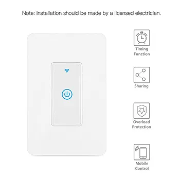 

US standard large surface cover smart switch tuya remote control Alexa google home voice timer touch switch wifi