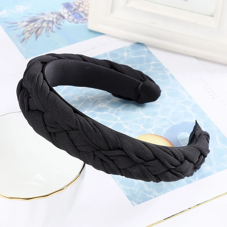 Haimeikang cкручивание плетение волос Twist weaving Hairbands повязка на голову новая мода ободок на голову головной убор женский сплошной цвет аксессуары для волос