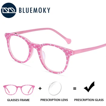 

BLUEMOKY Round Children Prescription Glasses Clear Optical Myopia Eyeglasses Anti-Blue-Ray Lens Photochromic Eyewear For Girls