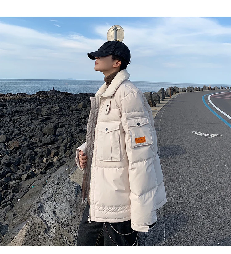Parka Men Coats Winter Jacket Men Thicken Warm Berber Fleece Collar Outwear Coat Men Clothing Casual Pocket Men Coat
