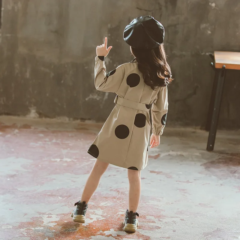 Humor Bear/От 4 до 13 лет модное платье для девочек коллекция года, новое осеннее платье-рубашка в горошек с длинными рукавами в Корейском стиле детская одежда