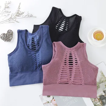 

2020 Athletic Running Sports Bra Solid Brassiere Workout Gym Fitness Women Seamless High Impact Padded Underwear Vest Tanks Bra