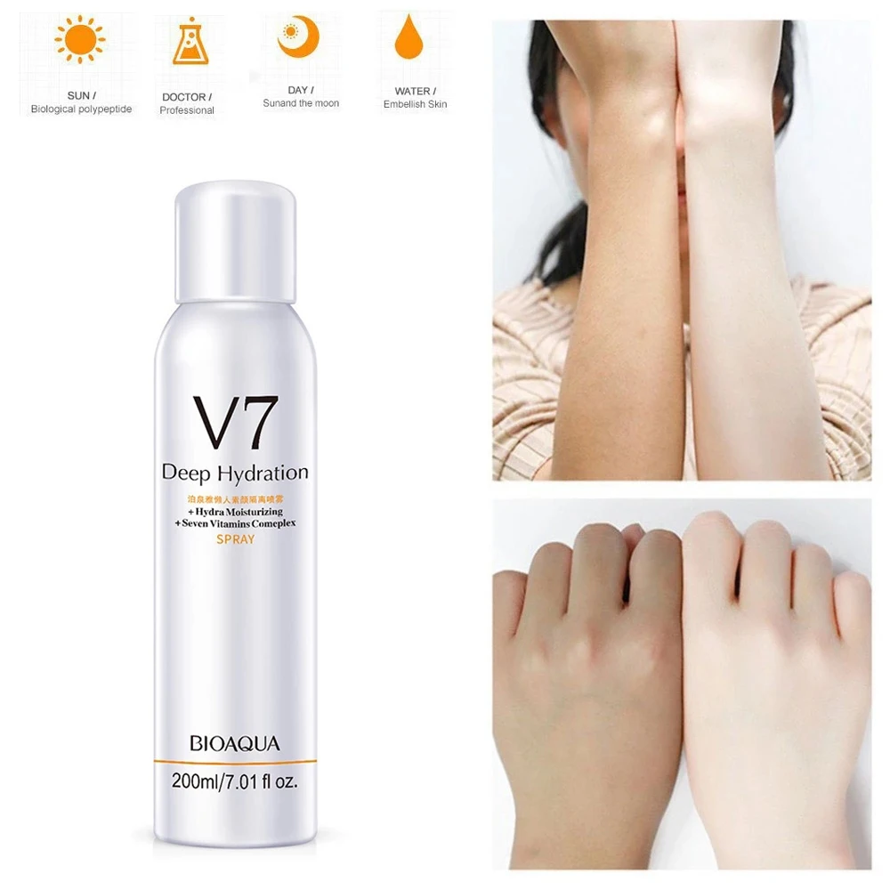 

200ML Whitening Concealer Sunscreen Isolation Spray Waterproof V7 Hydration Moisturizing Contains 7 Skin Care Vitamins Complex