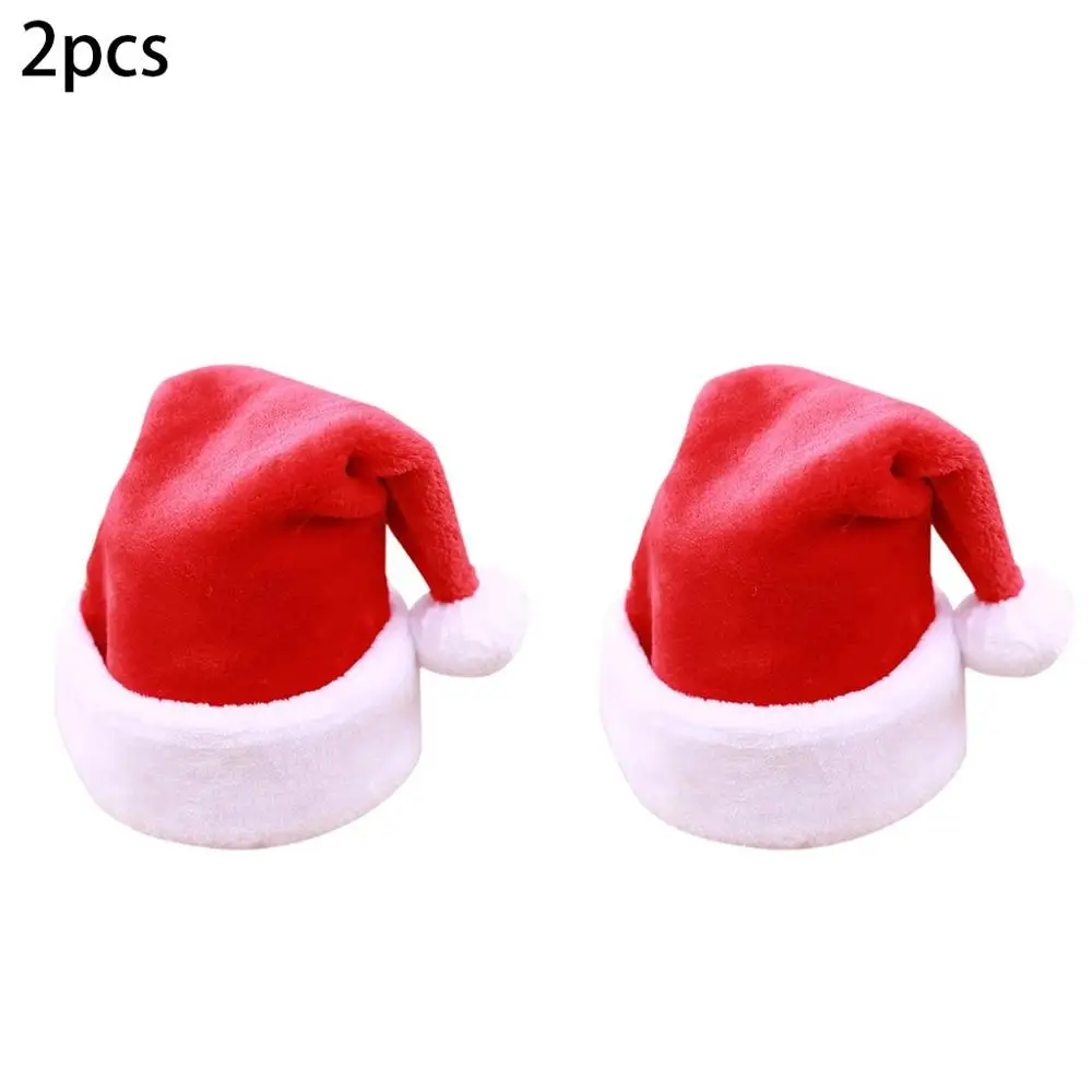 RED Christmas Cap Short Plush Xmas Red Cap Santa Novelty Hat#3O10 - Цвет: RED