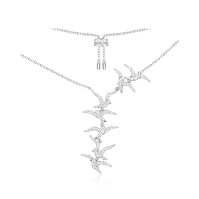 

2019 August Brand Designer Solid 925 Sterling Silver Multi Swallows Necklace Adjustable Chain Pendant for Women Party Jewelry