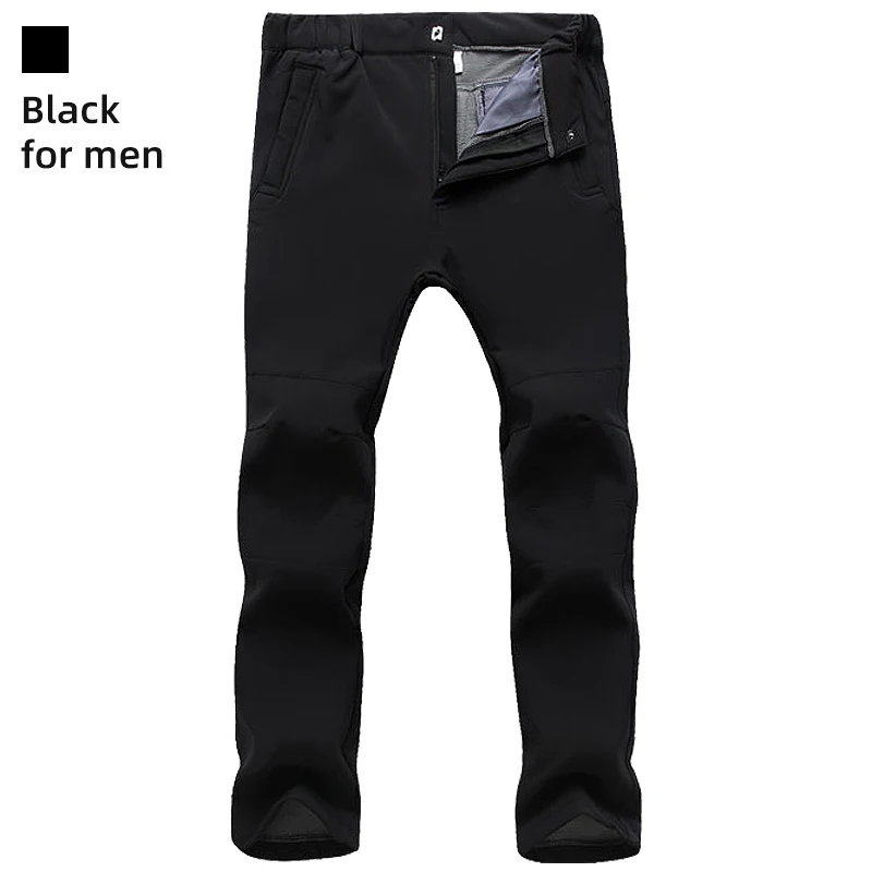 COPOZZ флисовые походные брюки быстросохнущие водонепроницаемые 3D облегающие уличные брюки для рыбалки походные брюки для мужчин и женщин - Цвет: black for men
