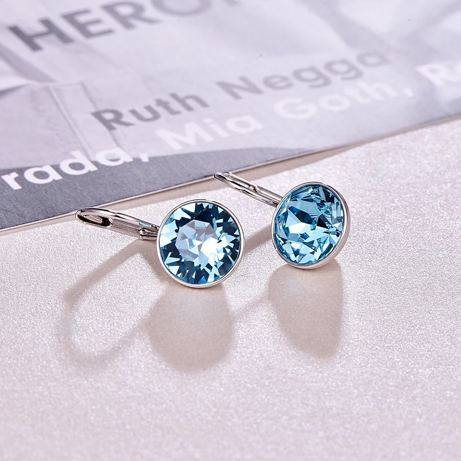 Маленькие женские серьги-гвоздики Bella с кристаллами Swarovski, новые модные круглые серьги серебряного цвета, свадебные украшения, подарок для девочки