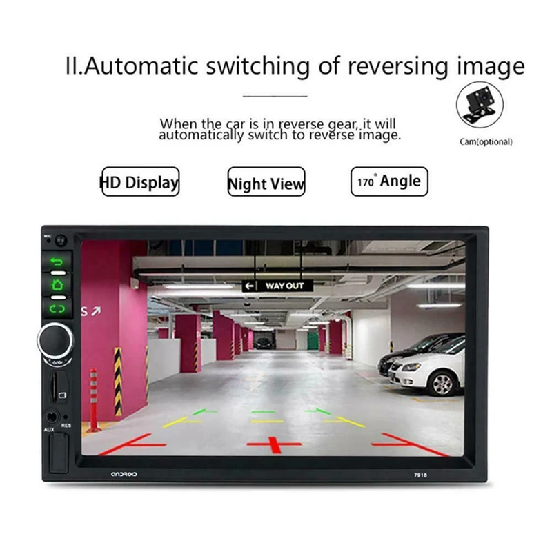 Android 8,1 автомобильный стерео gps Navi MP5 плеер двойной 2Din Wi-Fi 7 дюймов 4 ядра BT с 4LED Cam