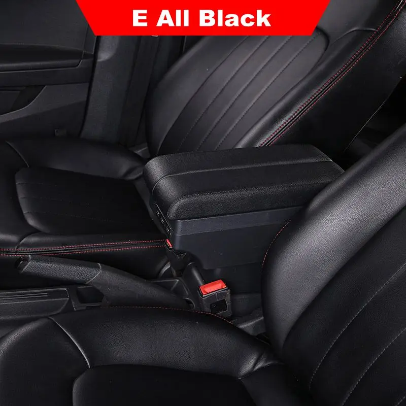 Для Opel Corsa подлокотник коробка Opel Corsa D usb зарядка центральный магазин содержание коробка для хранения с держателем чашки в автомобильные аксессуары - Название цвета: E All Black