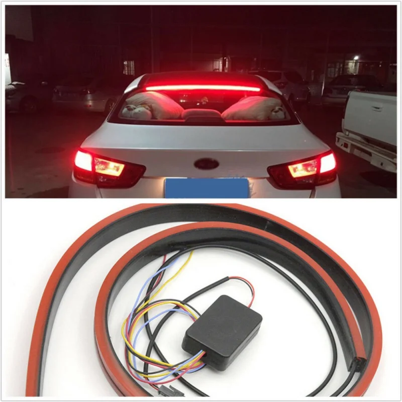 12V автомобильная светодиодная лента задний тормозной фонарь Предупреждение ющая динамическая стримерная лампа стоп-сигнал верхнего крепления ультратонкая световая направляющая