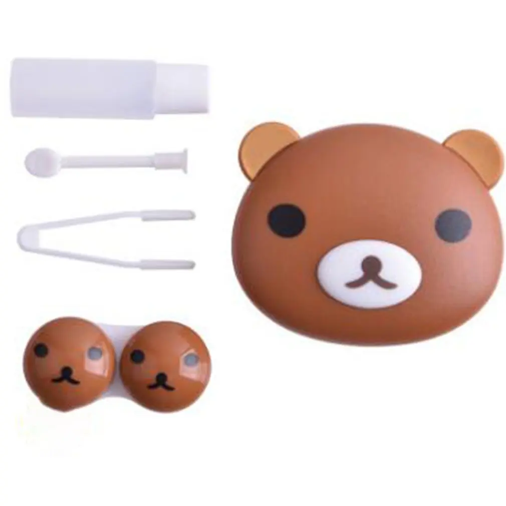 

Portable Animal Shaped Bottle Contact Lens Case Press Container Holder Beauty Mirror Storage Box for Travel and Spare Cases