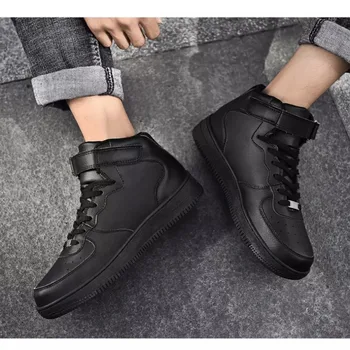 

2020 Fashion Split Leather Women Men Couple Shoes High Gang Sneakers Lace Up Platform Casual Shoe Breathable Soft Waterproof