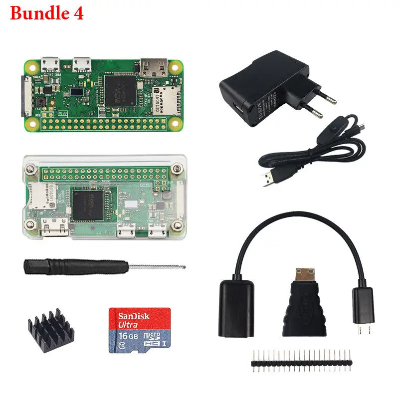 Raspberry Pi Zero W 1 ГГц 512 М DIY комплект питания 5MP камера Чехол 16G карта 1 ГГц одноядерный процессор CSI разъем для камеры DIY комплект Портативный комплект Mini HDMI и USB мобильный порт 40 игл