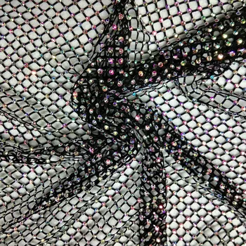 

Chunky Glitter Shiny Black White Stretch AB Glass Rhinestone Mesh Fabric Sewing Crystal Trim Ribbon Strass Applique Dress Shoes