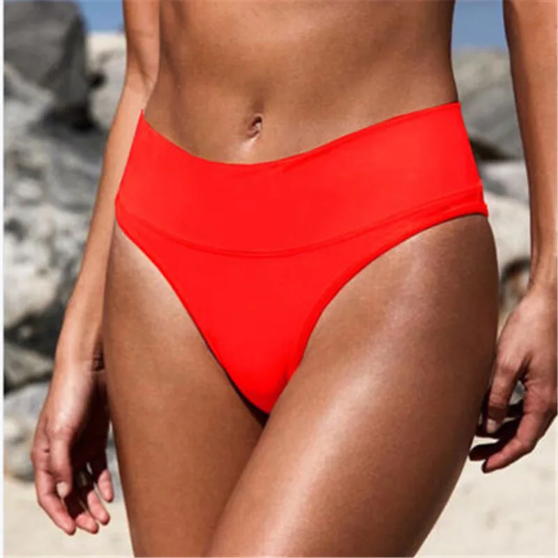 Sexy Women High Waist Bikini Bottom Panties Brazilian Swimwear Solid Bityoms Female V Cheeky Swimsuit Briefs Bathing Suits