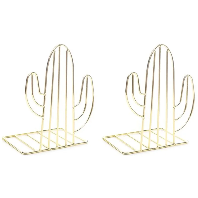 

2PCS/Pair Creative Cactus Shaped Metal Bookends Book Support Stand Desk Organizer Storage Holder Shelf