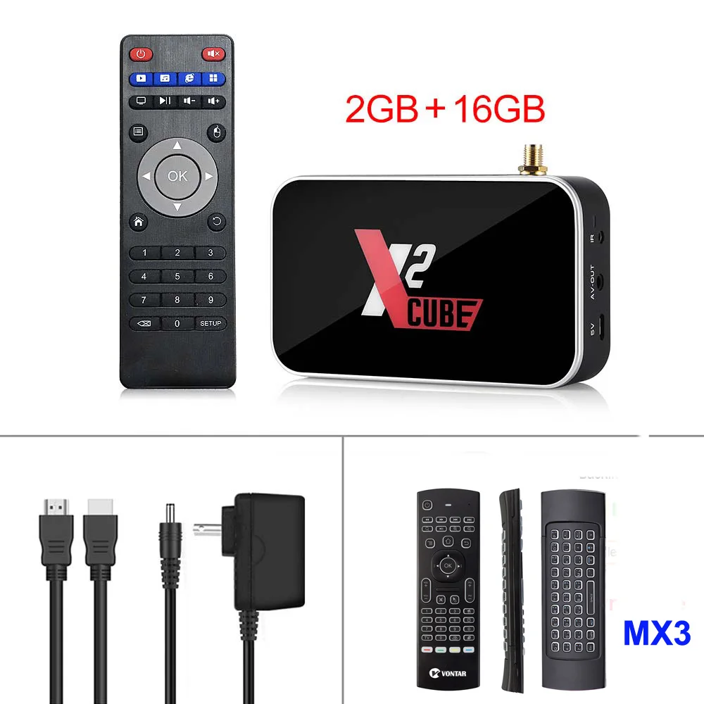 X2 cube MX3 UGOOS X2 Pro Android 9,0 Смарт ТВ приставка 4 Гб ОЗУ DDR4 32 Гб Amlogic S905X2 X2 куб 2 Гб 16 Гб ТВ приставка 2,4G/5G WiFi 1000M 4K AM6 - Цвет: X2 cube MX3