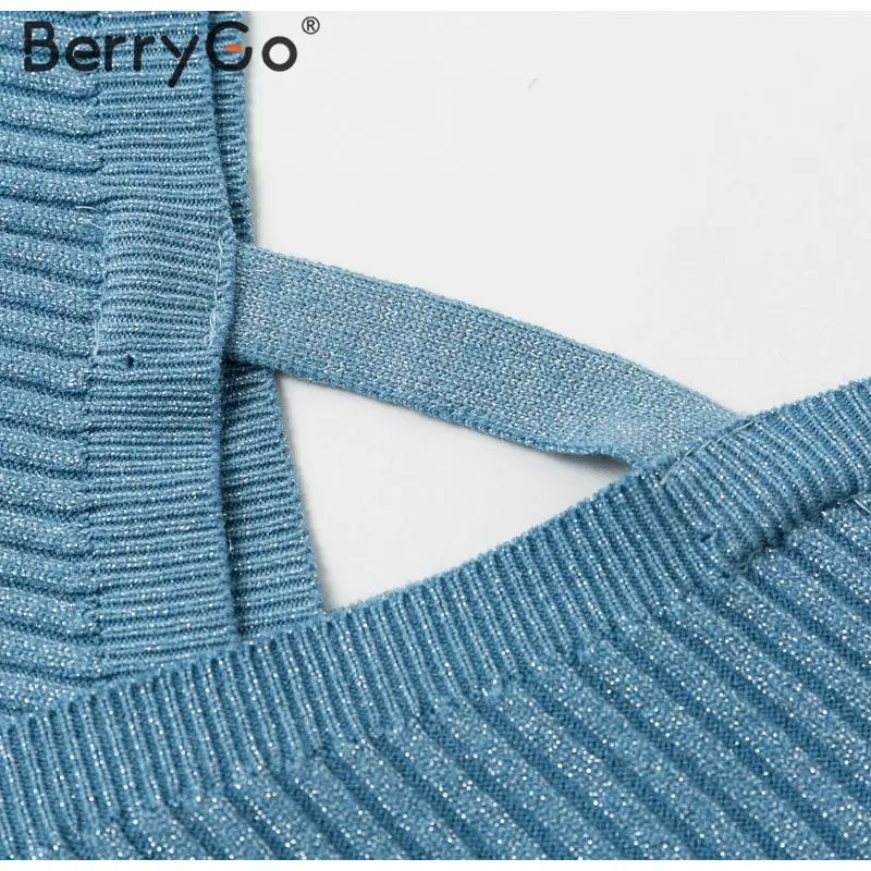 BerryGo сексуальный женский вязаный свитер с v-образным вырезом, комплект из двух предметов, рукав летучая мышь, Осень-зима, брюки, костюм, элегантный свитер, комплект одежды
