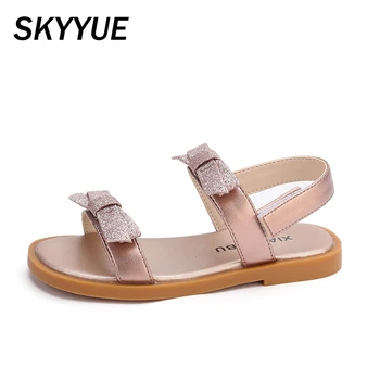 

New Summer Kids Beach Sandals Children Bow Mesh Shoes Baby Girls Brand Princess Sandals Toddler Soft Glitter Sandals Dress Shoes