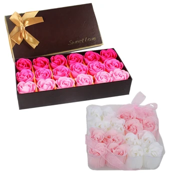 

16 Pcs Pink White Bathing Scented Rose Soap Petals & 18Pcs Creative Gradient Simulation Rose Soap Flower Rose Red
