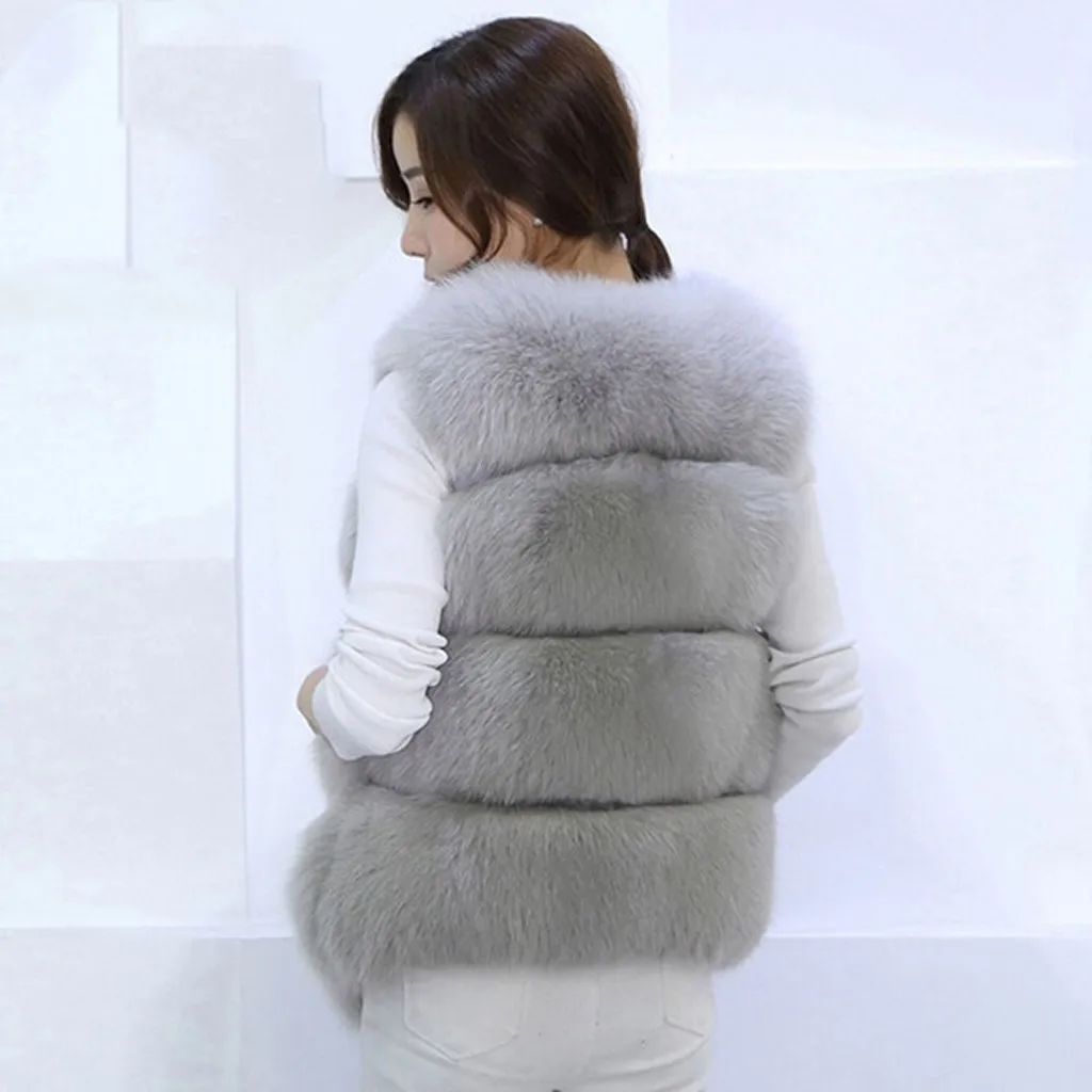 Manteau femme тонкий жилет как зимнее пальто Женская наружная одежда жилет теплый искусственный мех жилет куртка пальто chaqueta mujer veste femme