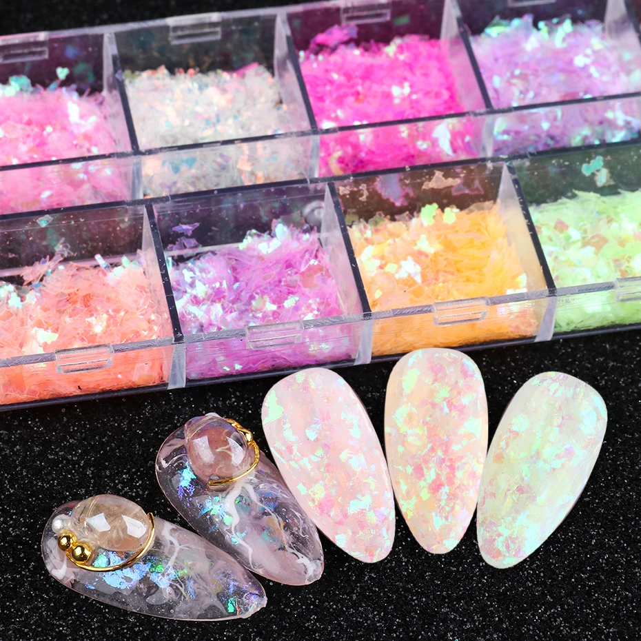 3D Fluorescent Nail Glitter Flakes Set Holographic Powder Sequins Paillette Manicure Nail Art Pigment Decoration Tools GLSP nail powder nail glitter nail pigment nail decoration nail decorations nail flakes