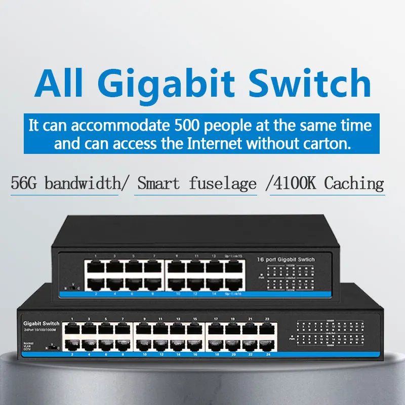 16 Порты и разъёмы RJ45 Gigabit Ethernet-коммутатор сетевой коммутатор Ethernet для ip камера Точка беспроводного доступа