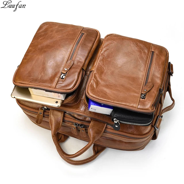 Luufan Men's Leather Bag Men's Briefcases Genuine Leather Laptop Bag 14  Shoulder Messenger Bags For Men Totes Bags For Document - AliExpress