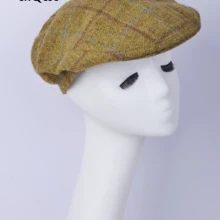 Зеленая модная клетчатая плоская кепка шерстяная шапка newsboy шапки зимняя шапка берет шляпа для дерби