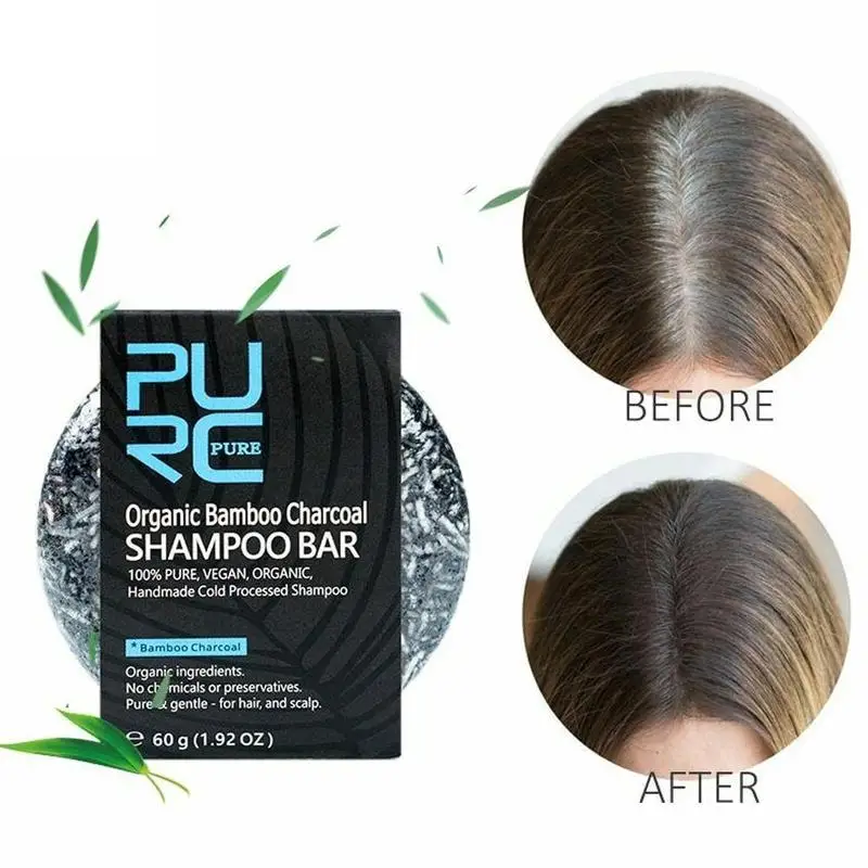 Purc Organic Bamboo Charcoal Shampoo Bar Clean Detox Soap Black Hair
