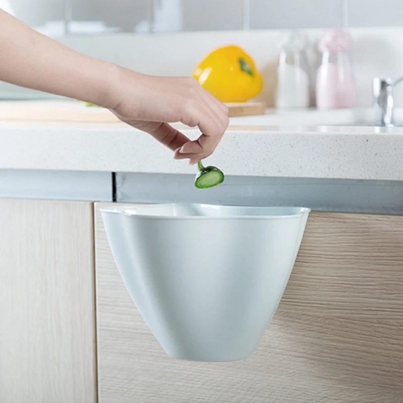 Kitchen Cabinet Hanging Trash Can Plastic Portable Waste Bin Rubbish Container Storage Boxes Kitchen Waste Storage Organizer