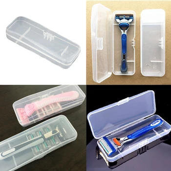 

1PC Portable Men's Razor Boxs Universal Shaver Storage Box Handle Box Full Transparent Plastic Case PP Shaving Box high Quality