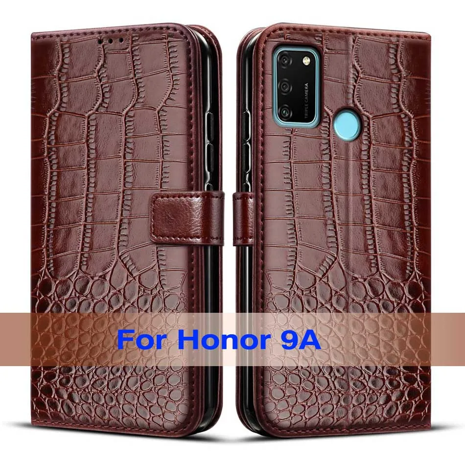 Leather Flip Wallet Case for Huawei Honor 9A - Magnetic Closure, Full Protection Cover