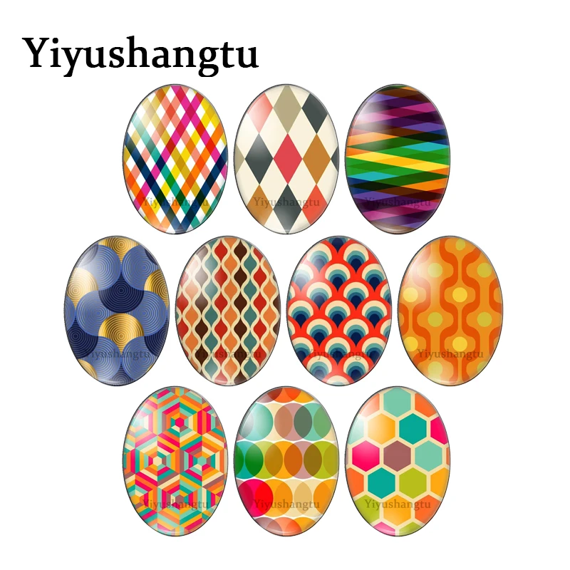 

Beauty colourful annular symmetry 10pcs mixed 13x18mm/18x25mm/30x40mm Oval photo glass cabochon demo flat back Making findings