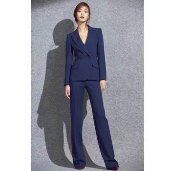 

Lady Women Suits Set 2020 Spring and Autumn White Peak Lapel Slim Professional 2 Piece Set Suit Women's Pantsuit Customi Made