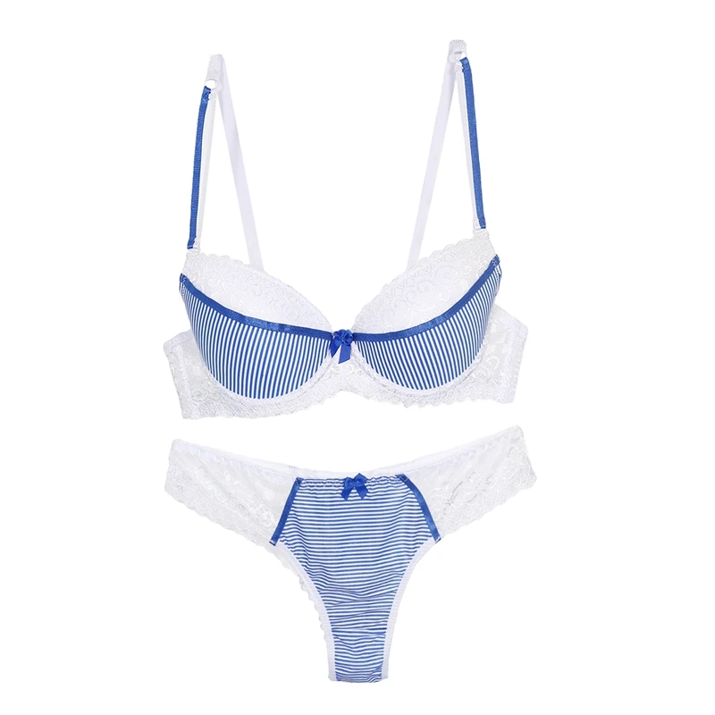 

Sexy Lace Bra and String Sets Big Cup Flower Push up Big size Underwear Intimates Yong Girls Bra Panty Sets