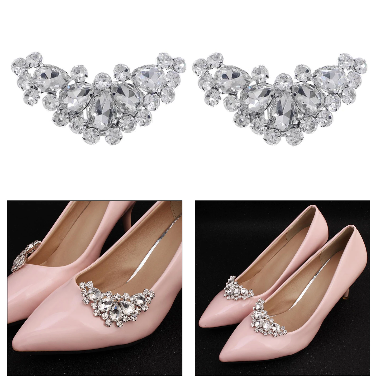 Rhinestone Crystal Shoe Clips Women Wedding Boots Charms Jewelry Decor