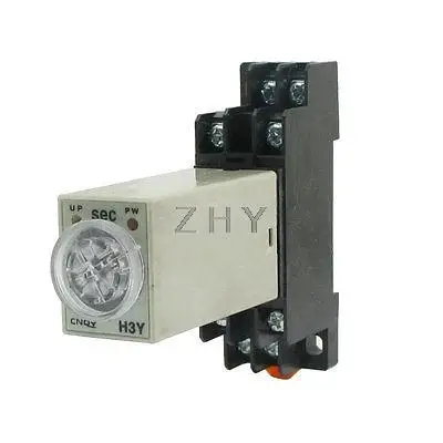 

Rotary Knob DPDT 0-60S Timer Timing Time Relay AC 110V H3Y-2 w Base Socket