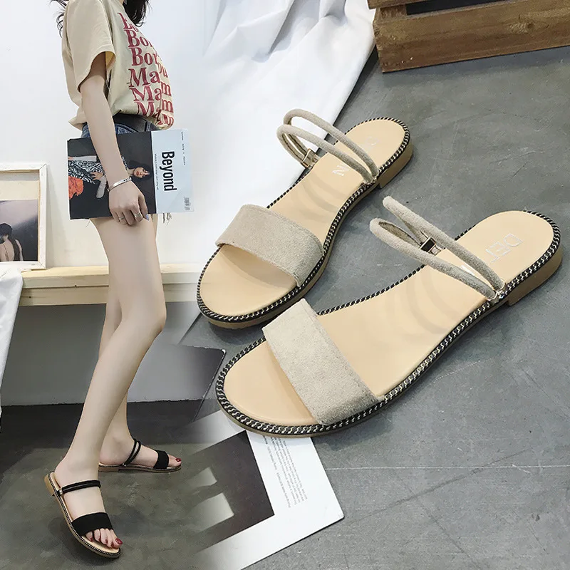 

Double Purpose Sandals Women's 2019 Summer New Style Korean-style Open Toe Flat WOMEN'S Slippers Students Versitile Fashion WOME