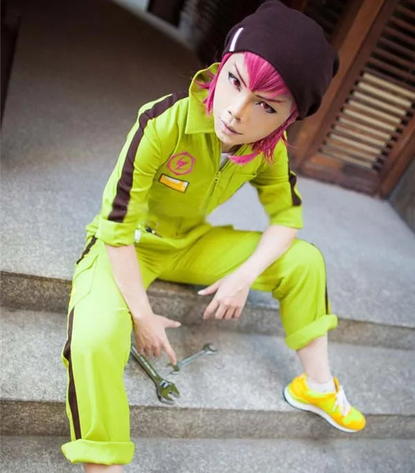 Anime-Super-Dangan-Ronpa-2-Kazuichi-Souda-Cosplay-Costume-Full-Set-Green-XS-2XL-Free-Shipping