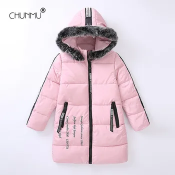 

Boys Winter Coats Jacket Fur Collar Kids Hooded Jacket Fashion Kids Thick Winter Long Jacket Girls Coat Kids Clothes 3-12 Years